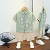 Traje Tang para niños, estilo Hanfu, algodón-lino de primavera, edades 3-8, estilo chino, ropa tradicional de verano de manga corta