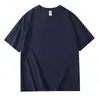 Camiseta de Color Sólido con Cuello Redondo Estampada con Logo Publicidad Camisa Cultural Algodón Puro Hombro Caído Cuello Redondo Manga Corta Ropa de Trabajo Uniforme de Clase DIY