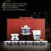 Juego de Gaiwan de Tres Piezas con Funciones Giratorias y Flotantes, Tazón de Té Kung Fu Estilo Chino para Uso Doméstico con Tapa, Hecho de Porcelana de Jade Grasa de Oveja