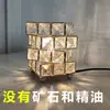 Lâmpada de Mesa de Cristal Quatro Camadas Cubo de Rubik Lâmpada de Pedra de Sal de Cristal Natural Luz Noturna de Cabeceira Decoração de Cama de Princesa Popular na Internet Menina