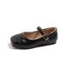 Zapatos Planos Versátiles de Punta Cuadrada y Boca Baja Mary Janes Plateados para Niñas Otoño 2025 Nuevos Zapatos Pequeños de Cuero Casual Francés