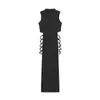 Amazon 2023 Vestido de Alça de Verão Vestido de Alça com Fenda Alta Moda Feminina Vestido Longo de Cintura Alta Vestido Patchwork