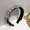 Diadema de Pedrería Transfronteriza para Mujer, Estilo Coreano, Otoño e Invierno, Gama Alta, Lujo Ligero, Altura Craneal Alta, Adecuada para el Uso Diario y el Lavado de Cara, Diadema Plisada