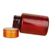 Botella de plástico transparente con tapa dorada y plateada, PET, boca ancha, sellada, tipo cápsula, para té, productos sólidos para el cuidado de la salud subenvasados, botella de boca ancha