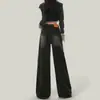 Jeans Rectos de Comercio Transfronterizo para Mujer, Estilo Americano de Primavera con Diseño de Remaches, Pantalones de Pierna Ancha, Modernos Negros Sueltos Casuales