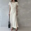 Vestido Elegante Chic Estilo Francés Retro Elegante Sencillo con Lazo en la Cintura para Mujer de Alta Gama Dongdaemun Coreano