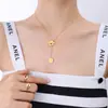Colar com pingente de borla e fivela redonda da marca otbuckle personalidade tudo combina corrente de clavícula com moldura quadrada banhado a ouro 18K joias P110