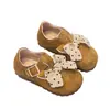 Sapatos de Couro para Meninas 2026 Primavera e Outono Novo Estilo Preto Solado Macio Elegante Estudante Laço Sapatos de Princesa Moda Sapatos Birkenstock