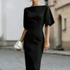 2026 Otoño Europeo Más Vendido Vestido de Temperatura Elegante Ceñido a la Cintura Adelgazante de Longitud Media para Mujer