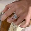 Anillo de Hortensia Diamante Azul Brillante de Estilo Chino Nuevo de Alta Resistencia Retro Fresco Lujo Ligero Femenino Moda Personalidad