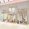 Estante de exhibición de ropa de piso a piso para hombres y mujeres, estante de exhibición de pared con combinación de gabinete alto de doble capa, estante para ropa