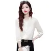 Camisa Nueva de Tres Cuartos para Mujer Primavera y Verano, Lujo Ligero, Gama Alta, Moderna y Elegante, Camisa con Cuello mao en Forma de Oreja, Top Bordado