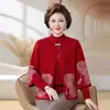 Atuendo para Mamá Nueva 2026 para Otoño, Primavera e Invierno: Conjunto de Dos Piezas para Madres de Mediana Edad, Corte Holgado, Adelgazante, Chaqueta de Punto Versátil