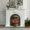 Gabinete de Lareira Estilo Francês com Esculturas em Madeira, Estilo Americano/Europeu, Adequado para Sala de Estar de Vila para Homestay, Gabinete Decorativo com Fogo Simulado