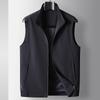 Chaleco Casual para Hombre 2025 Primavera y Otoño Lujo Accesible Negocios Cuello Alto Acolchado Color Sólido Cremallera Sin Mangas para Jóvenes y Adultos de Mediana Edad Moderno