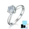 Anillo de Seis Garras Plata S925 Color Dorado Anillo Sencillo Moissanita Color D Anillo Transfronterizo para Mujeres Joyería de Gama Alta de Nicho