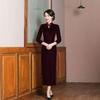 Marca Terciopelo Cheongsam de Mediana Edad Vestido de Banquete Banquete de Boda para Suegra y Madre Talla Grande Vestido de Marca Dropshipping