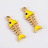Estilo Fofo Pingente de Espinha de Peixe de Liga Esmalte Colorido Formato de Espinha de Peixe Pulseira Pingente de Colar Material para Joias DIY