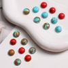 8mm redondo tinta salpicada grieta turquesa media redonda media pastilla DIY aretes parche de oreja accesorios material al por mayor