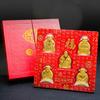 Wu Lu Dios de la Riqueza Fu Lu Shou Xi Cai Wu Fu Lin Men Adornos de Oro Caja de Regalo China de Alta Gama Regalo Empresarial de Banca Seguros