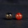 Monedas de Ágata Roja y Negra Natural con Estampado y Grabado en Oro, Monedas de Cobre Flujo de Riqueza Accesorios DIY, Cuentas Sueltas para Pulsera