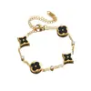 Nuevo Estilo Aceite Goteando Trébol de Cuatro Hojas Jiamai Versión Alta Pulsera de Acero de Titanio con Trébol de Cuatro Hojas Pulsera Cuadrada Redonda Fresca de Lujo Ligero para Mujer