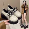 Zapatos de tacón alto versátiles de punta redonda para faldas, estilo retro francés, tacón grueso, suela gruesa, zapatos de piel para mujer, nuevo modelo Primavera y Otoño 2025
