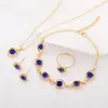 Joias Europeias e Americanas de Nova Moda Conjunto de Brincos, Pulseira, Colar e Anel em Forma de Coração Vazado com Diamantes Coloridos, Vendendo Bem em Várias Fronteiras