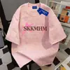 Camiseta tie-dye popular estilo americano de algodão pesado, gola redonda, manga curta, para homens e mulheres, top de verão com corte solto, estilo ins