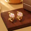 Aretes Redondos de Nácar Natural, Lujo Accesible Elegante, Aretes de Medio Círculo en Forma de C, Aguja de Plata S925, Aretes de Moda y Versátiles Venta al por Mayor