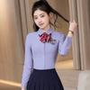 Camisas de Uniforme de Personal Color Azul Gris Otoño del Fabricante con Logo Impreso y Bordado, Camisas Profesionales Unisex de Manga Larga Ropa de Trabajo
