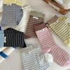 Calcetines Deportivos Holgados Versátiles Serie Miu de Caña Media Rayas Nuevas Estilo Coreano Ins Universitario Bloques de Color Patchwork de Moda Algodón