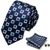 Corbata para hombre de negocios profesional formal 3 piezas traje azul rayado caja de regalo poliéster seda 7.5cm embalaje caja de regalo