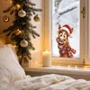 Divertido-JD185 Navidad Pintado Caballo Pequeño Divertido Hogar Balcón Ventana de Vidrio Pegatina Electrostática para Ventana Decoración Extraíble
