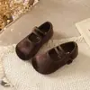 Sapatos de veludo infantis estilo coreano, coleção primavera e outono, sapatos vermelhos de princesa para meninas, sapatilhas de bico raso, sapatos de bebê, sapatos de vovó