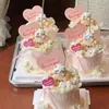 Decoração de Bolo Ornaments para o Dia dos Namorados Chinês de 2025 Urso e Gatinho Jenga Casal Confissão Cartão Coração Plug-in