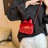 Bolsa Infantil Estilo Coreano Menina Fofa Laço Pequena Quadrada Couro Oleado Retrô Bolinhas Redondas Bolsa Transversal Pai-Filho Bolsa de Batom