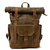 Mochila de Viaje de Lona Impermeable Color de Contraste Vintage, Bolsa para Computadora, Gran Capacidad, Mochila Exterior para Mujer, Bolsa para Hombre