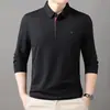 Camiseta de manga larga para hombre de seda de hielo de primavera, moderna y casual, fina y de corte holgado, adecuada para hombres jóvenes y de mediana edad, estilo papá