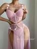 Pijama Europeu e Americano Transfronteiriço de Menina Pura Desejo Saia de Renda Transparente Corrente de Pérolas Roupa de Casa Sexy para Mulheres