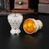 Copo de Metal com Padrão de Diamante Retrô, Taça Decorativa Dourada Cravejada com Diamantes, Ornamento para Aprimorar a Atmosfera do Balcão de Bar Ktv