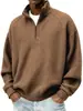 Chegada Nova Amazon 2026 Retrô Americano Outono/Inverno Zíper Xadrez Casual Gola Alta Manga Longa Moletom Masculino