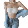 Encaje borde palabra única pecho envuelto para mujer tres botones anti-exposición bottoming top de tubo sujetador ropa interior con almohadilla para el pecho interior push up