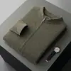 Cardigan masculino de cashmere com gola alta e zíper, estilo business casual, suéter de lã tricotado de corte solto, jaqueta espessa para outono e inverno
