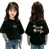 Camiseta de manga larga a rayas para niña, nueva colección de otoño 2026, top de algodón puro para bebés, camiseta interior infantil para otoño