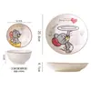 Set Combinado de Cuencos y Platos de Cerámica Co-Branded Tom y Jerry Color Bajo Esmalte Hogareño Dibujos Animados Alto Valor Resistente a Altas Temperaturas Vajilla