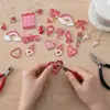 Aleación de zinc esmalte Día de San Valentín corazón hueco carta de amor amuleto flor de rosa pulsera collar DIY accesorios de joyería