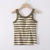 Nueva Camisola Fina de Rayas para Primavera y Verano con Copas para Mujer, Estilo Popular para Usar en Capas