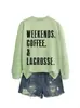 Finais de Semana Café Lacrosse Amazon Ebay Site Independente Moda Casual Moletom Feminino Outono e Inverno