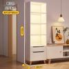 Estante de Livros de Chão Prateleira de Armazenamento de Piso Prateleira de Armazenamento de Parede para Sala de Estar Estante de Livros com Múltiplos Andares com Portas de Armário Design Moderno Minimalista